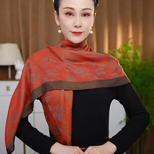 围巾女秋冬季2025新款提花金银线丝毛方巾护颈围脖百搭多功能丝巾