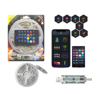 幻彩窗帘灯APP声控RGB点控蓝牙遥控DIY编程智能创意LED皮线串串灯