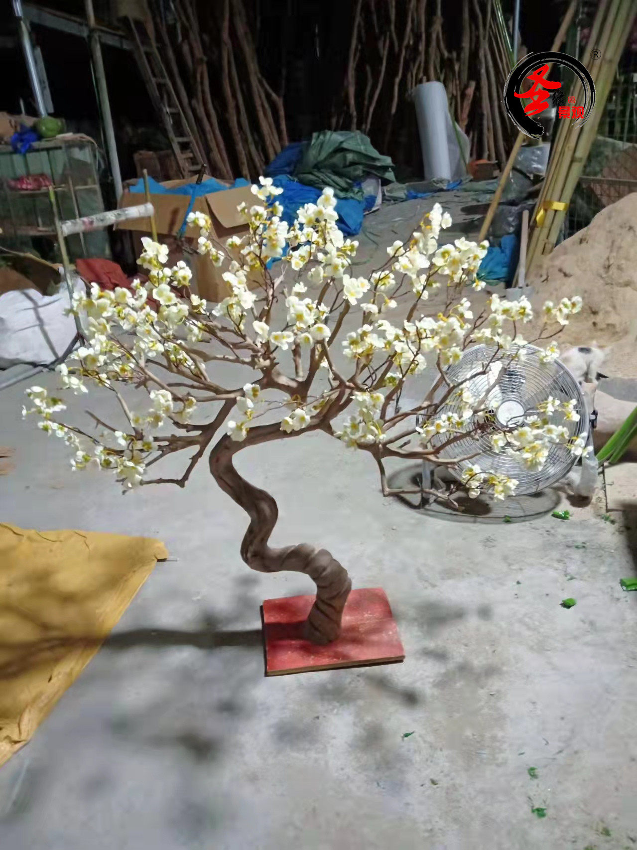 仿真实木花树实木雕刻树造型花树办公室服装店咖啡厅店铺装饰摆件