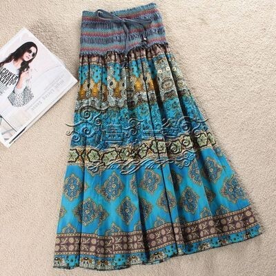 Bohemia longuette Maxi dress Chest wrapped skirt Broken flowers camisole 2019 Spring and summer Ethnic style Retro Flax skirtin the Women's clothing/Boutique , Skirts  category - from Buy2taobao.com to provide professional Taobao agent buy service