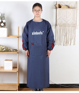 耐磨工作服 罩衫 围裙女加长加肥罩衣光面防毛有袖 倒挂防尘防污大码