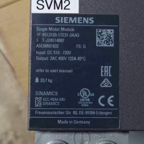 SVM2驱动器 6SL3120-1TE31-3AA3，