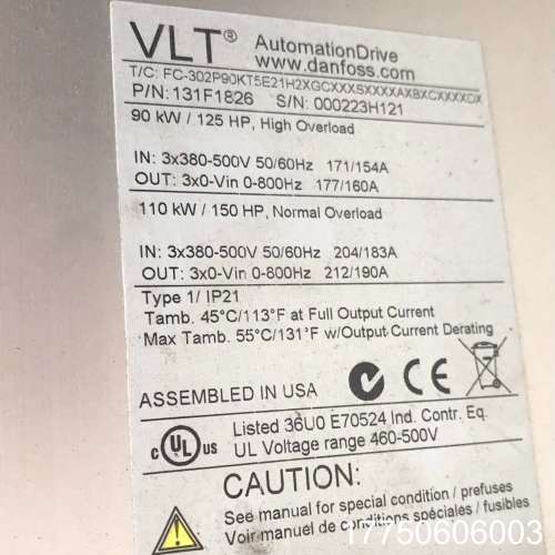 FC-302P90K5E21H 丹佛斯变频器FC302