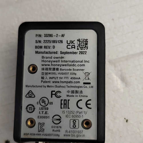 霍尼韦尔3320G-2-AF二维扫描枪，2022年9月生产，