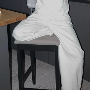 Adorn原创 自然腰掐腰显臀乳白色宽松baggy版型很牛 拖地牛仔裤