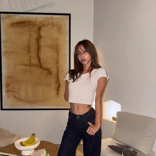 Adorn 高捻棉薄纱极简舒服针织白开水女透肤感百搭亲肤短袖