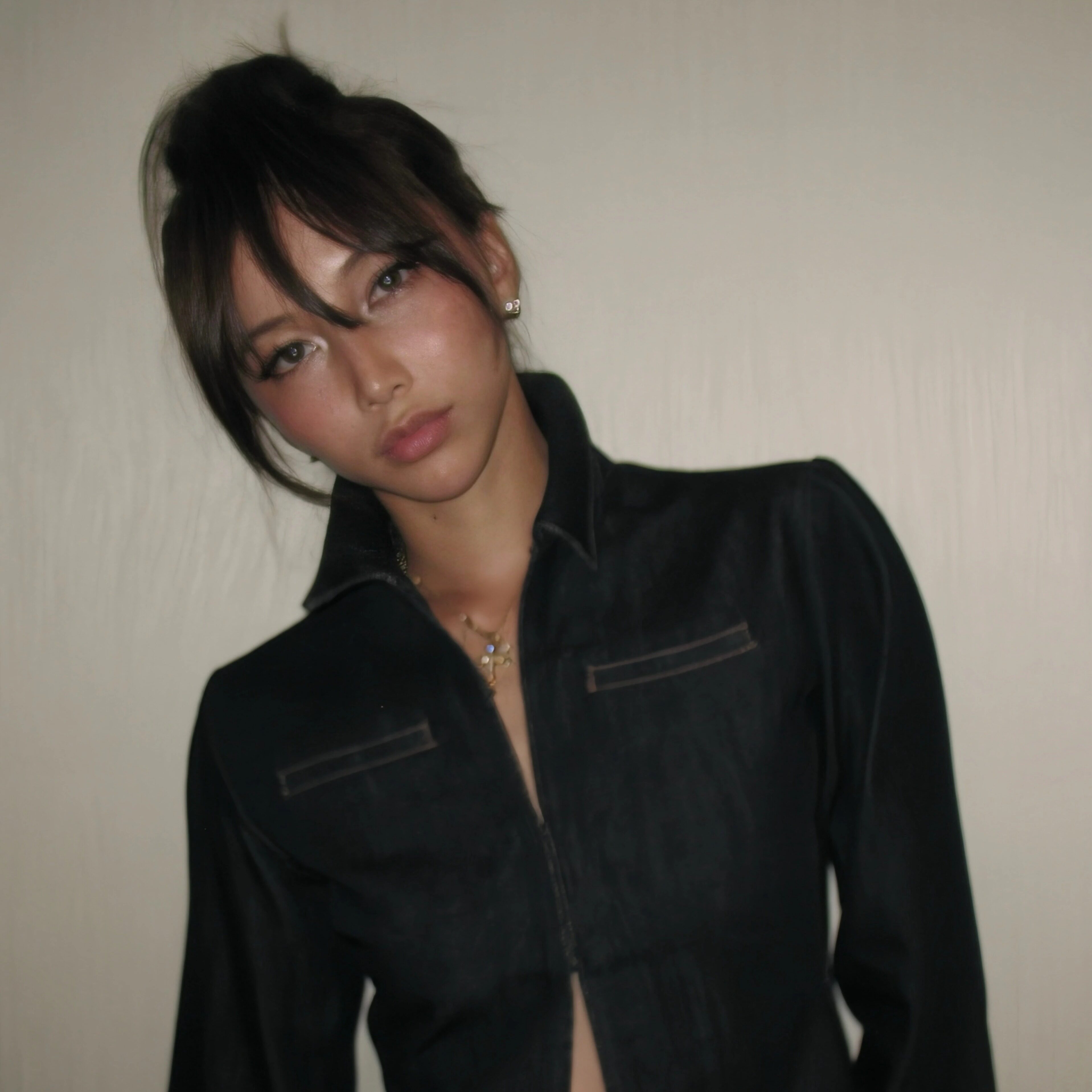 Adorn 店主私服chic极简款精剪修身湛蓝色miu系90S复古牛仔外套