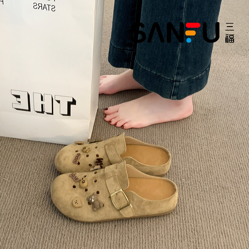 三福正品勃肯鞋女百搭透气包头拖