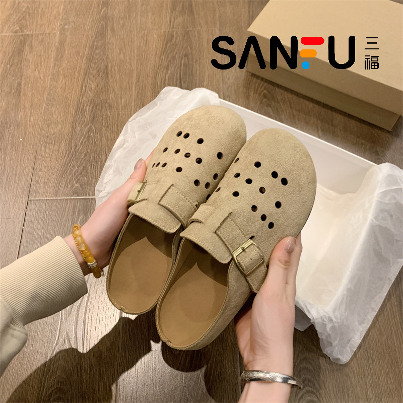 三福正品洞洞勃肯鞋女夏季包头拖