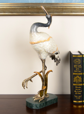 松鹤延年合金装饰新中式玄关摆件