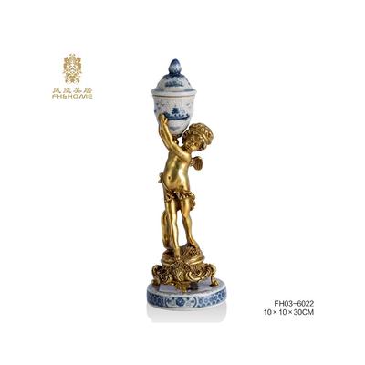 桌面式手绘青花瓷落地仿古纸巾盒