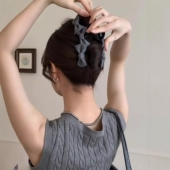 西装 灰蝴蝶结抓夹韩味儿好弄 一整个高级住气质轻奢小众设计发夹