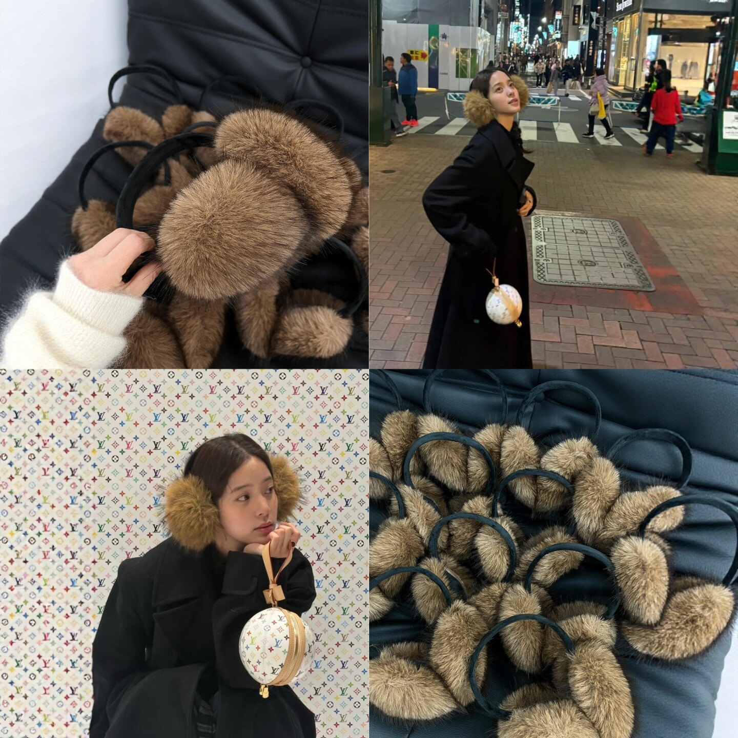 谁懂啊！咖啡色仿狐狸毛护耳防寒耳罩毛绒保暖耳套高颜值2025新款