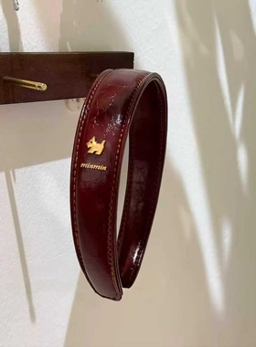 复古新年红色宽边小狗皮发箍女2026新款高级感洋气高颅顶头箍头饰