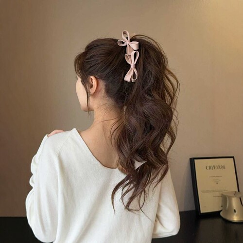 芭蕾风蝴蝶结高马尾香蕉夹高级感