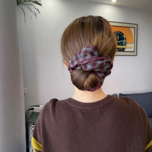 我悟了 露丝同款发圈氛围感头饰格子高级感头绳丸子头法式复古