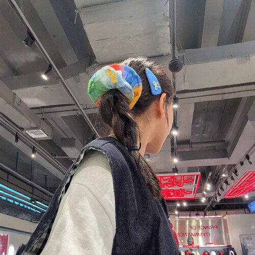 多巴胺彩色晕染复古大肠圈氛围感
