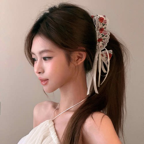 韩系碎花蝴蝶结香蕉抓夹少女感高马尾竖夹鲨鱼夹百搭发饰2026新款