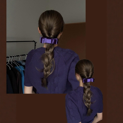 秋冬氛围感麻花辫韩系蝴蝶结香蕉夹紫色高级感气质发夹2026年新款