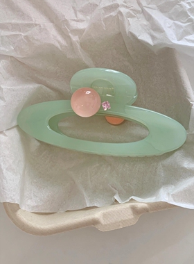 夏天的发饰出现了青提果绿色椭圆抓夹简约甜美气质发夹2026年新款