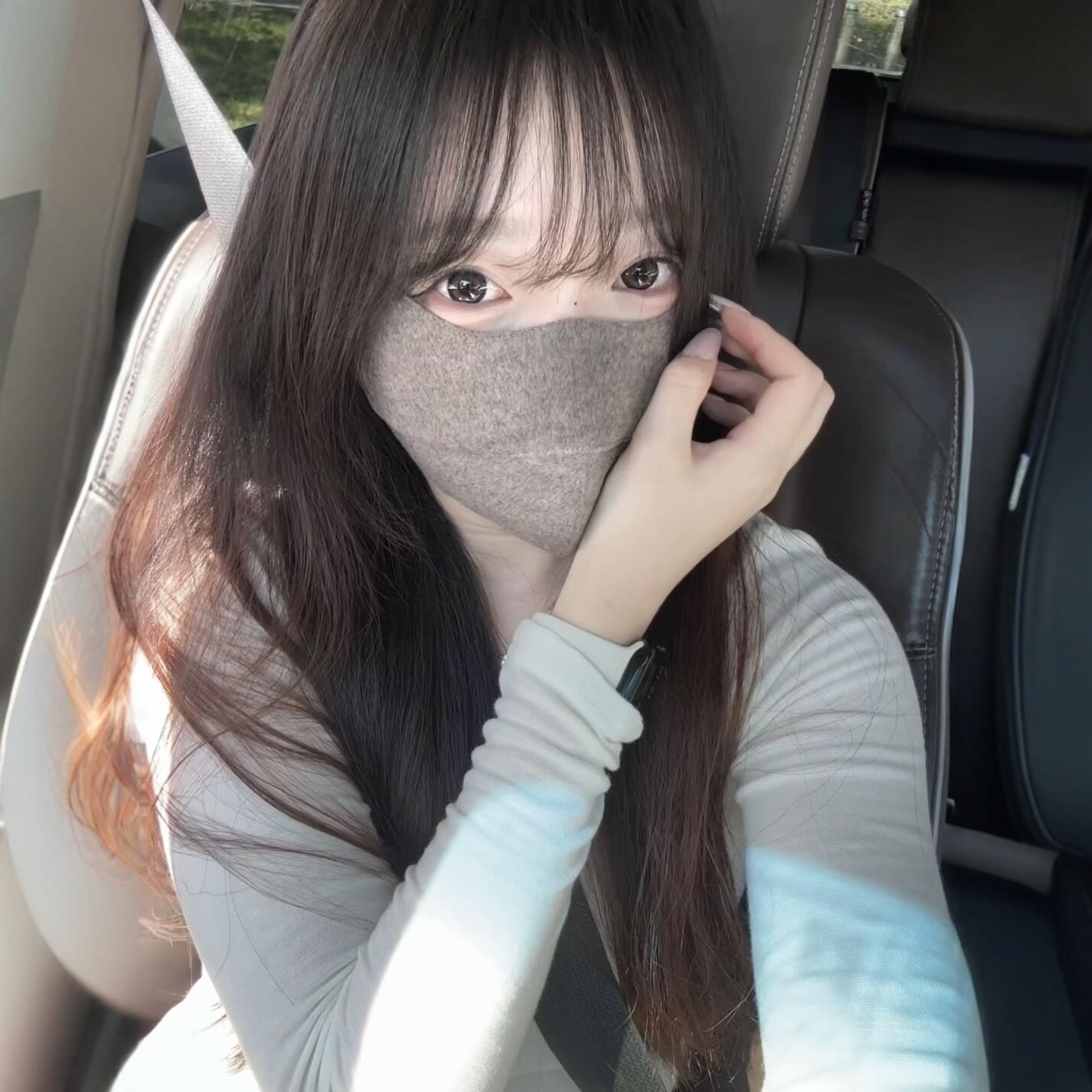 模特试戴图好漂亮保暖防寒口罩高颜值防晒口罩女防紫外线2025新款