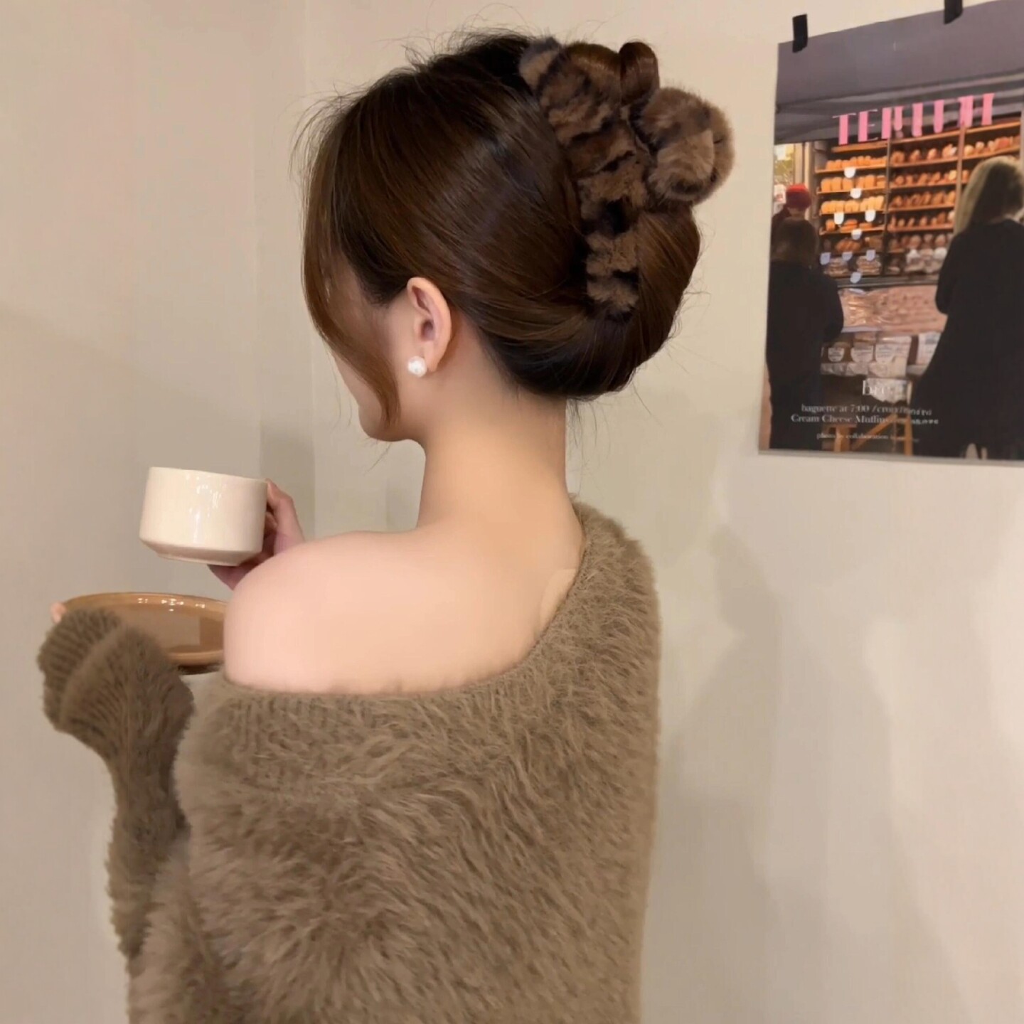 抓夹毛绒韩版复古豹纹显发量盘发