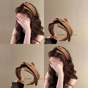 秋日可可高级感纯色缎面蝴蝶结大发箍法式百搭气质宽边显脸小轻奢