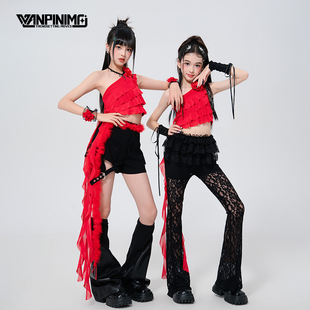 頑皮尼莫爵士舞女童服裝 夏甜酷風(fēng)少兒街舞jazz時髦走秀潮酷演出服