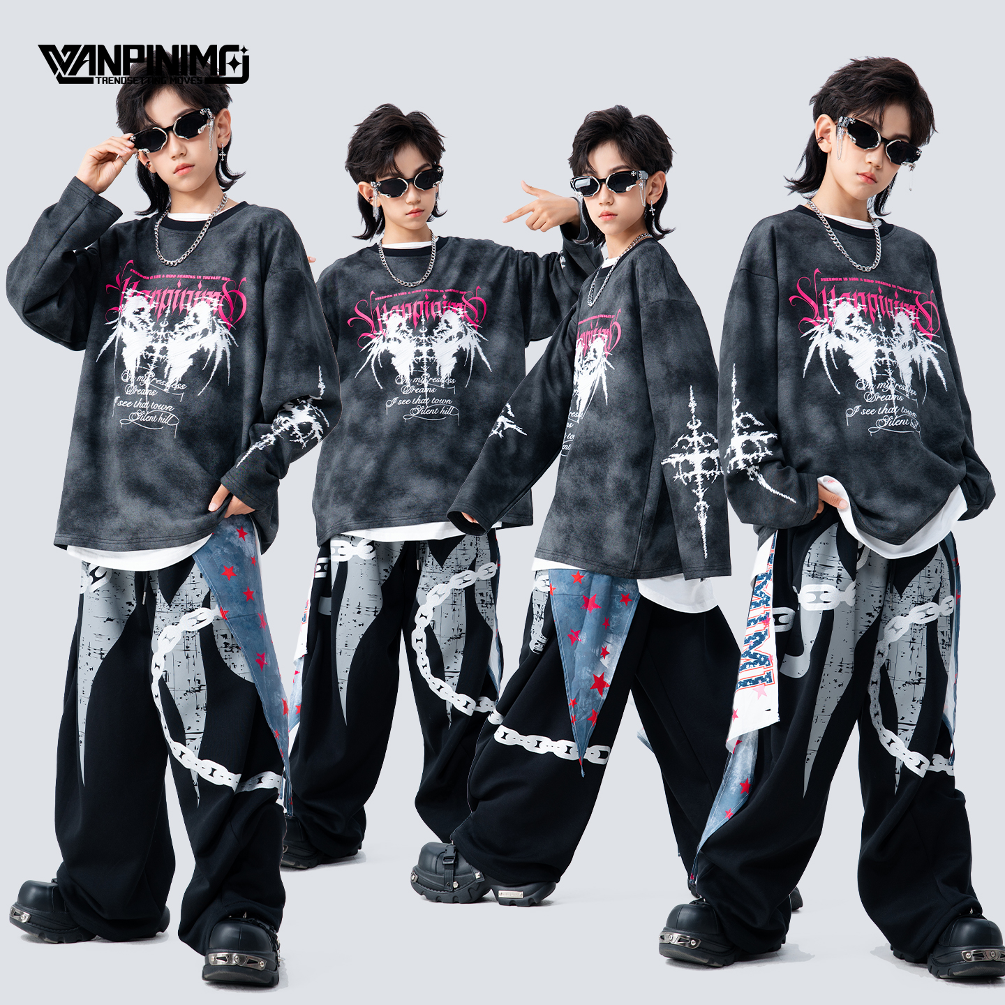 顽皮尼莫男童嘻哈街舞秋冬演出服