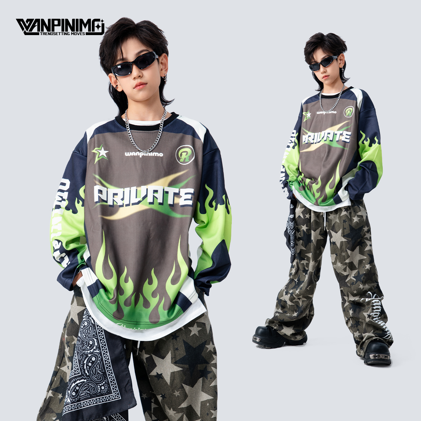 顽皮尼莫男童嘻哈街舞秋冬演出服