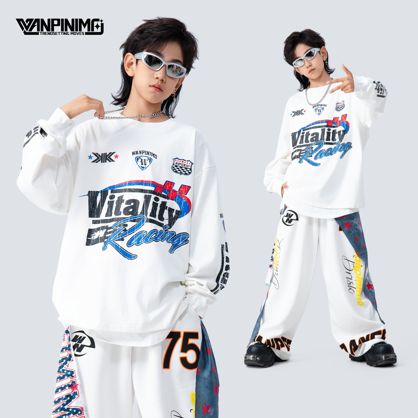 顽皮尼莫童装街舞男童潮服儿童嘻哈套装秋冬炸街hiphop潮牌演出服