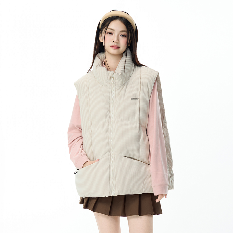 LAMLICKA纹理感立领加厚棉服马甲