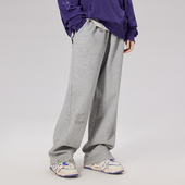 男刺绣阔腿休闲街头潮牌裤 LAMLICKA春季 灰色不规则直筒卫裤 子宽松