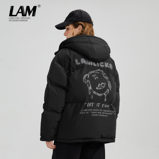 LAMLICKA冬季 外套 白鸭绒羽绒服女加厚保暖面包服可拆卸帽潮牌大码