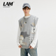 LAMLICKA日系潮牌宽松灰色小熊毛衣背心男宽松廓形冬季 保暖针织衫