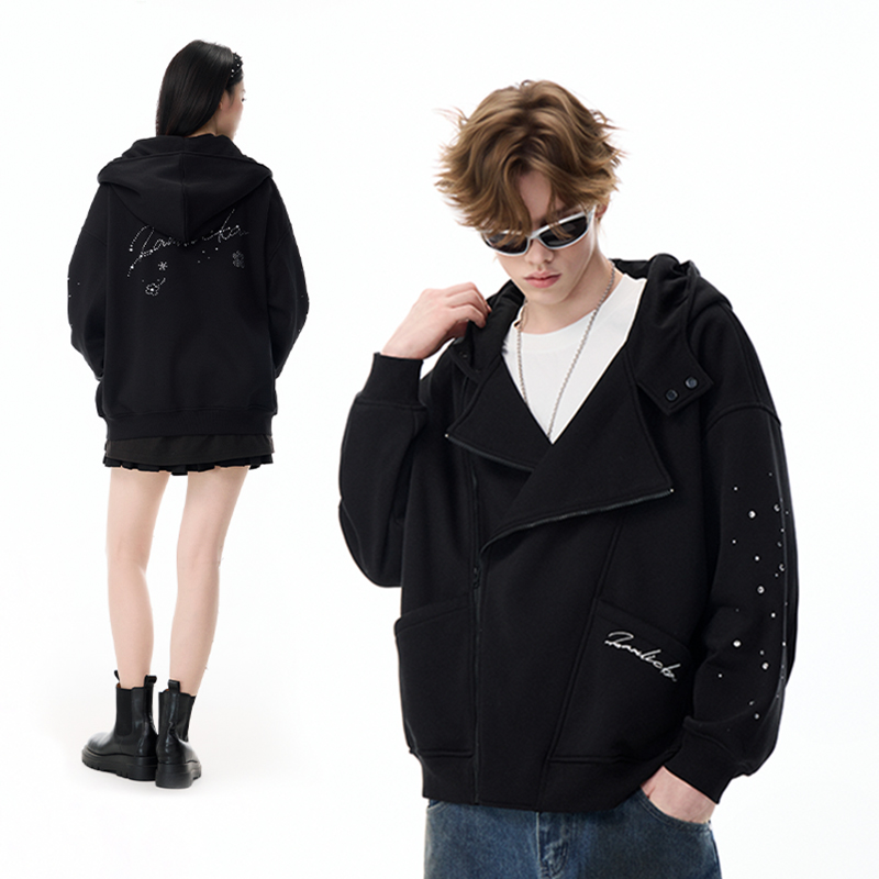 LAMLICKA黑色空气层不规则卫衣