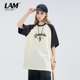 LAMLICKA重磅纯棉字母印花插肩袖 情侣半袖 短袖 T恤女oversize美式