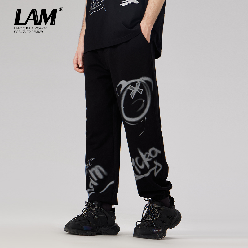 LAMLICKA手绘印花休闲束脚长裤