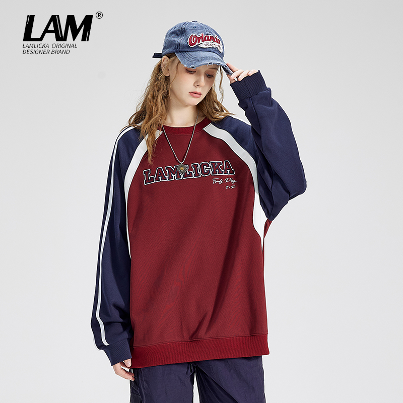 LAMLICKA薄款宽松美式休闲卫衣