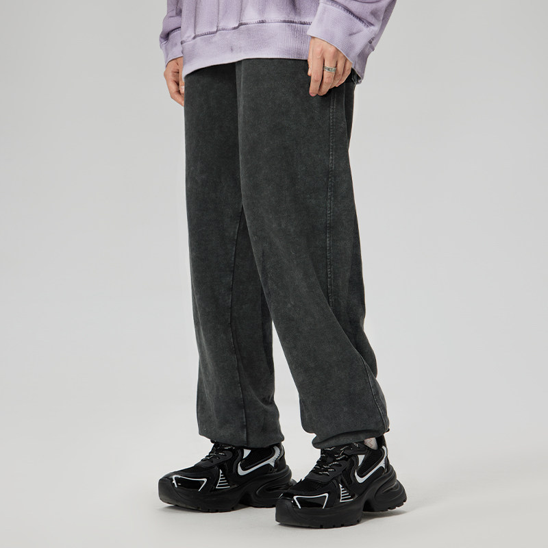 LAMLICKA秋季水洗休闲束脚卫裤男纯棉潮流简约青少年收口裤子宽松