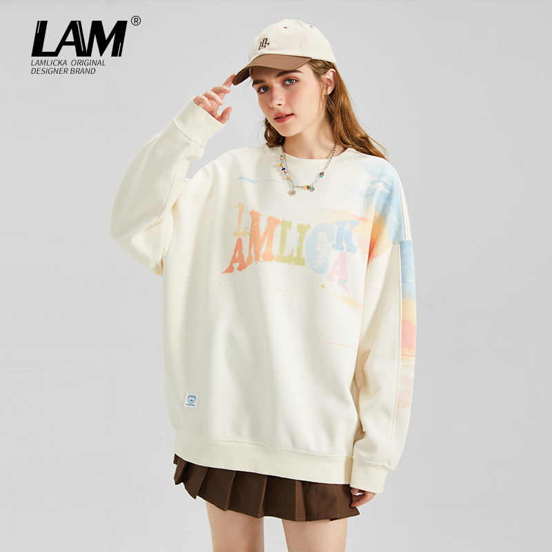 美式潮牌涂鸦情侣卫衣春秋宽松