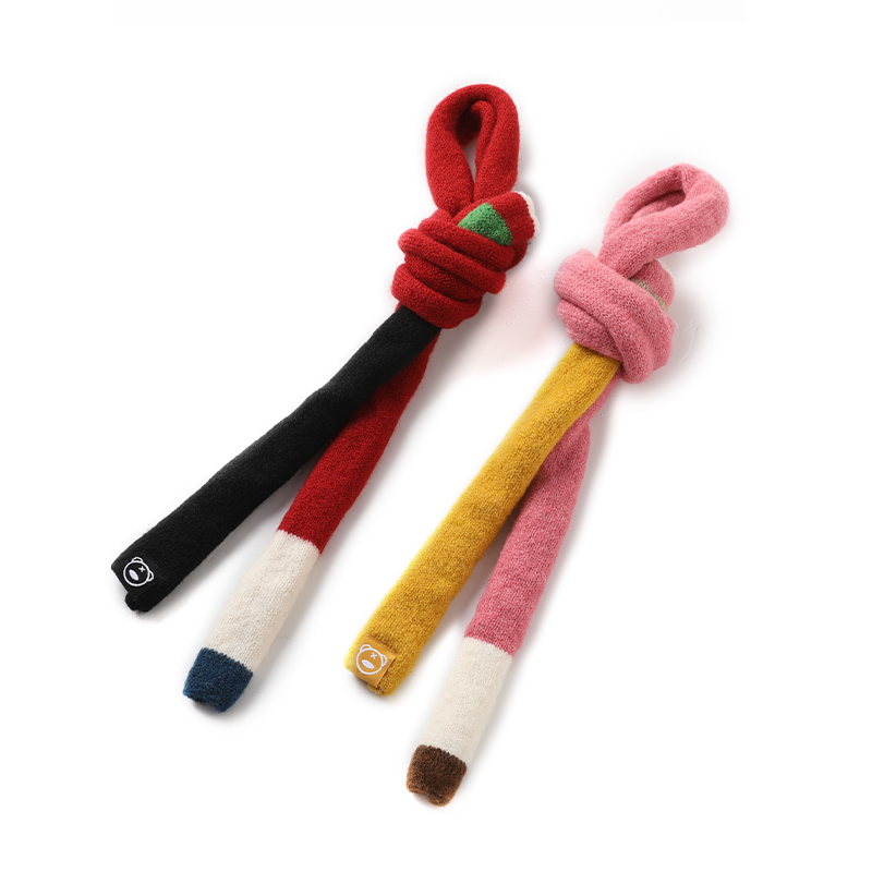 LAMLICKA多巴胺拼接撞色针织围巾