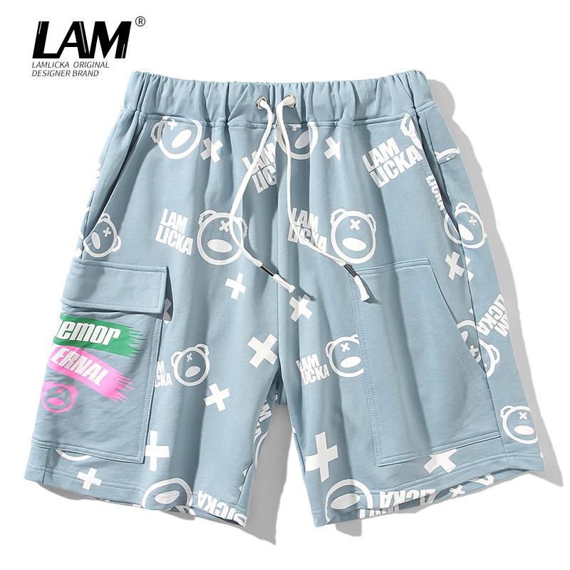 新款熊猫印花运动休闲外穿短裤女潮牌ins夏季百搭情侣工装5分短裤