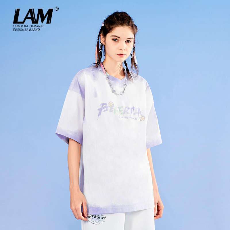 lamlicka夏季扎染恶魔短袖