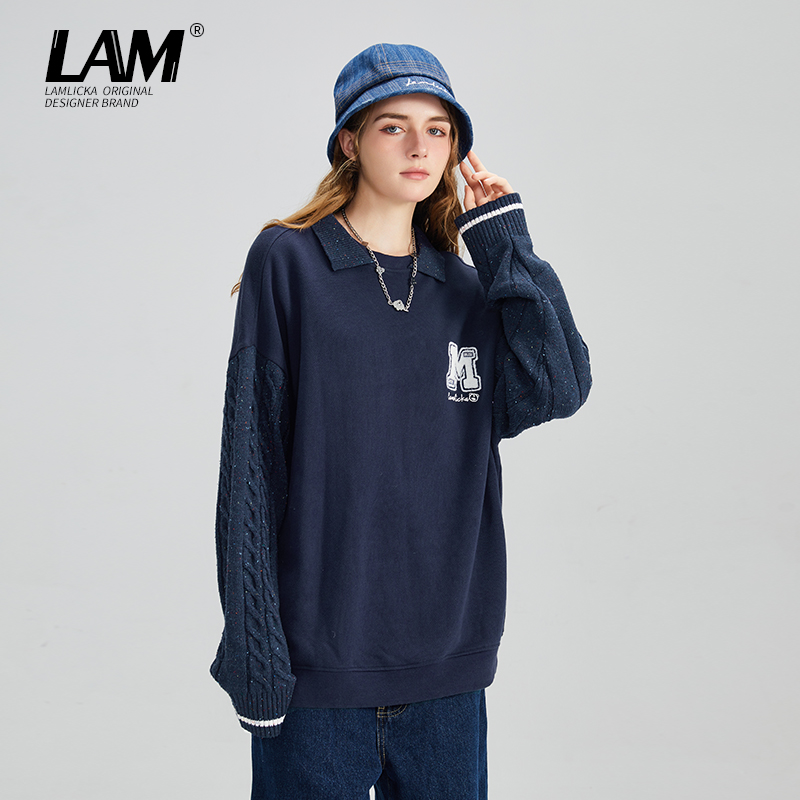 LAMLICKA宽松针织街头毛卫衣
