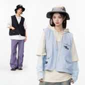 LAMLICKA多口袋叠穿工装 坎肩背心 无袖 马甲男秋季 户外百搭宽松美式