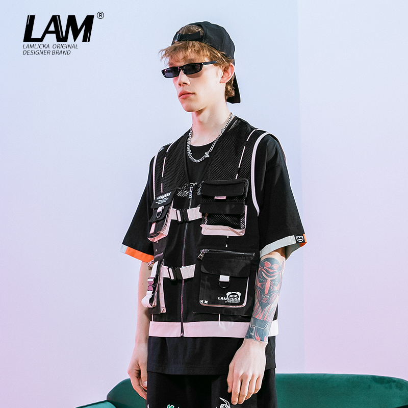 lamlicka小恶魔撞色马甲男潮战术