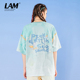 薄荷绿宽松渐变泼墨半袖 LAMLICKA潮牌扎染情侣纯棉短袖 T恤男夏季