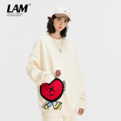 上衣男款 LAMLICKA情侣爱心潮牌卫衣春秋美式 oversize宽松圆领长袖