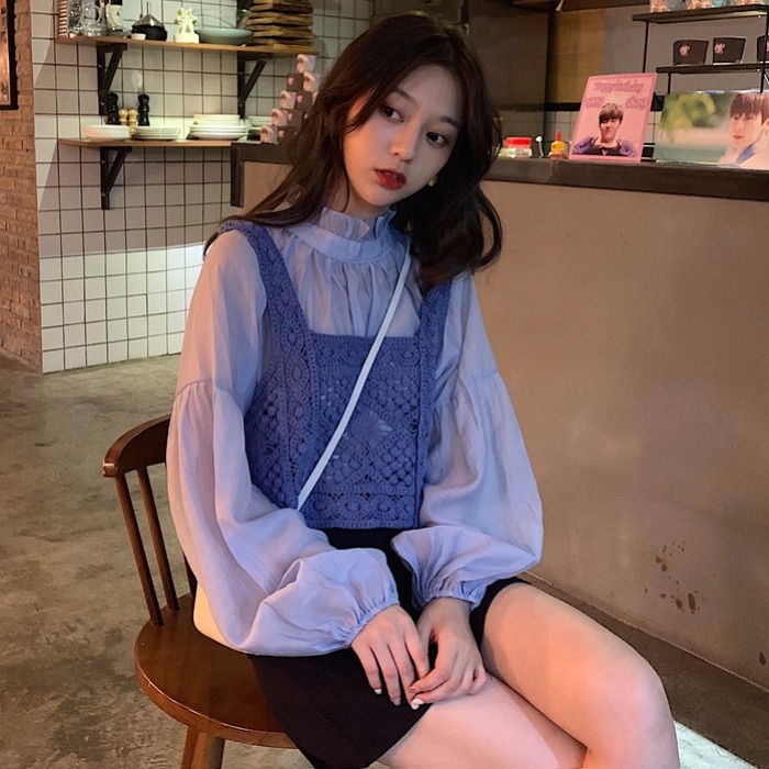 春秋季2020新款韩版泡泡袖长袖雪纺衬衫女上衣洋气小衫百搭打底衫|ruв категории Женская одежда, рубашка - от Buy2taobao.com для оказания профессиональной услуги покупки агента Taobao